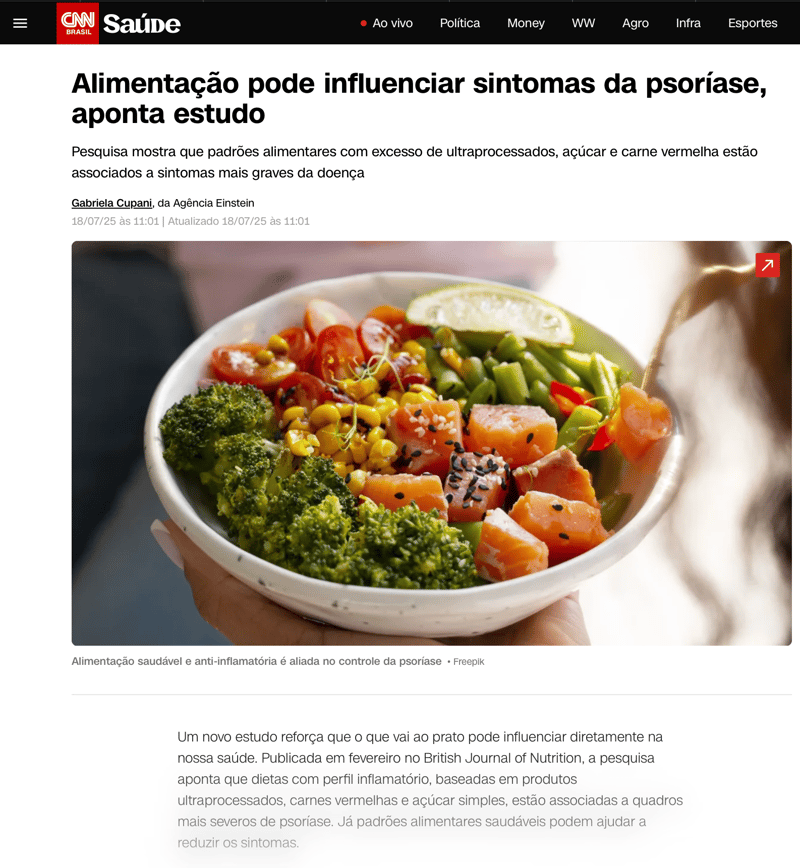 Estudo CNN Saúde sobre alimentação e psoríase